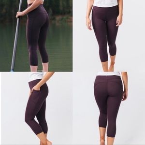 Zyia Wine Pocket Brilliant Hi-Rise Capri Leggings Workout Pants 20” Size 20 NWT